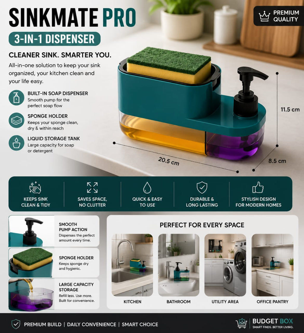 SinkMate Pro 3-in-1 Soap & Sponge Station