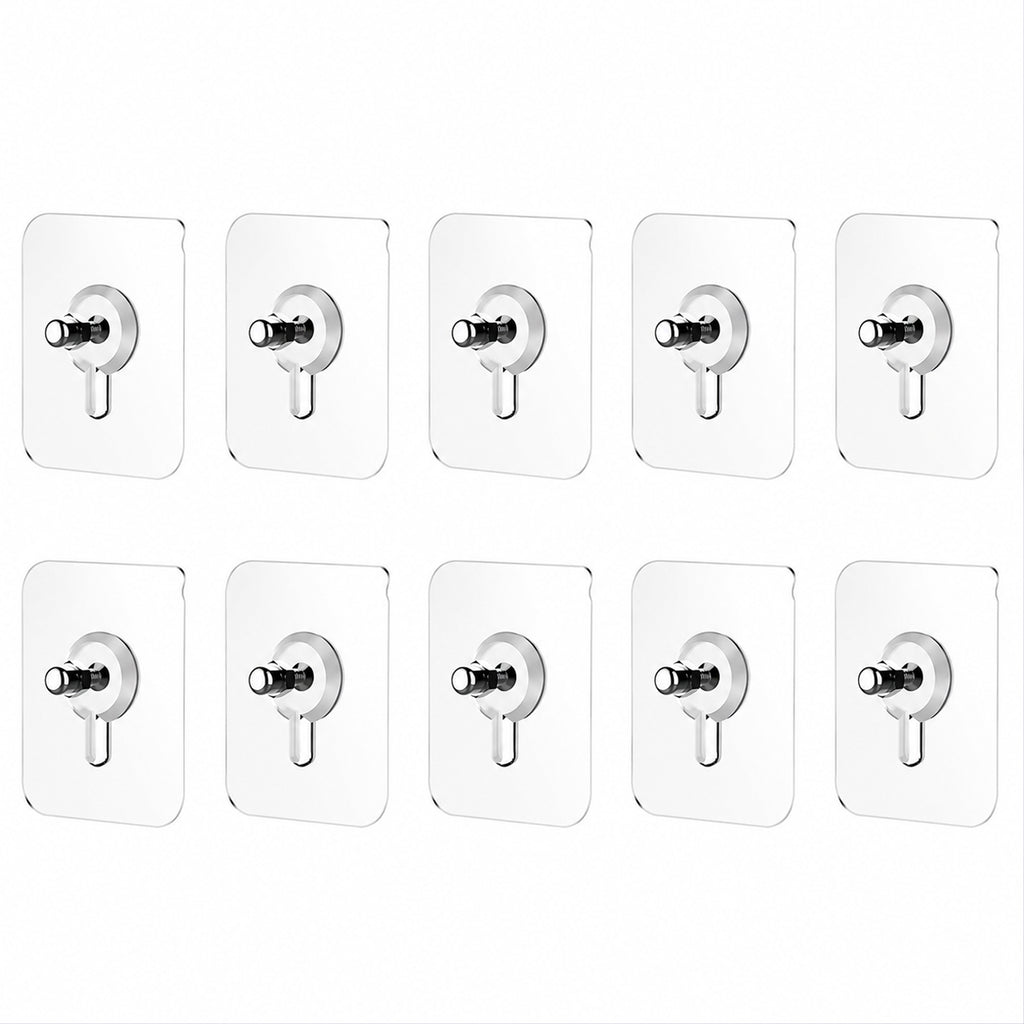 Adhesive Plastic Wall Hook Self Stick Hanger Strong Hold Storage (10 Pc)